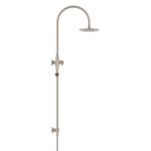 Round Gooseneck 200mm Twin Shower With Single Function Hand Shower